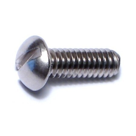 Midwest Fastener 1/4"-20 x 3/4 in Slotted Round Machine Screw, Plain 18-8 Stainless Steel, 100 PK 04909